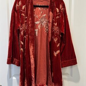 Mystree rust Velvet Floral Sweater